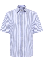 MODERN FIT Linen Shirt in dunkelblau gestreift